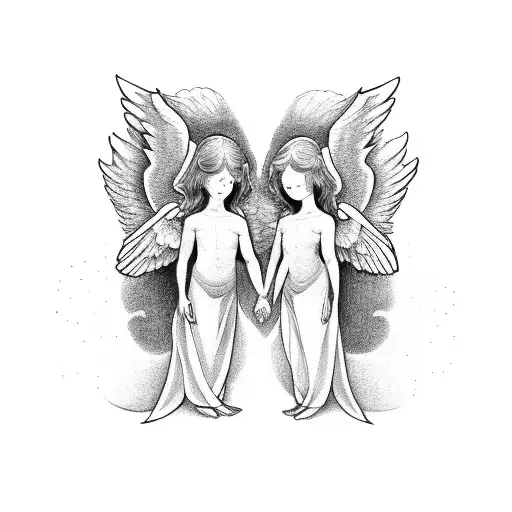 GAY COUPLE ANGELS tattoo design idea