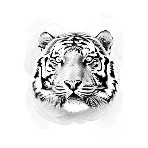 tiger with 3 doves around it tattoo design idea