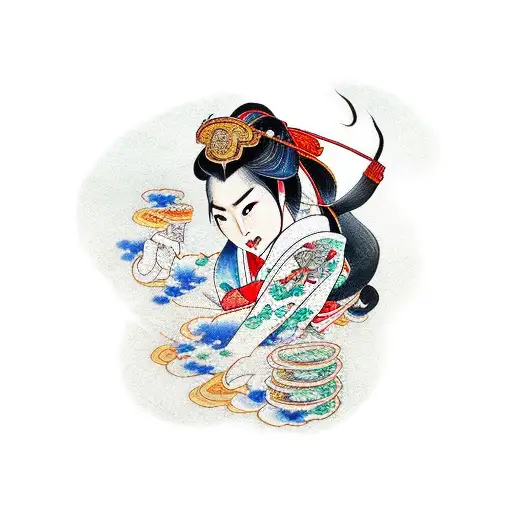 mulan con copcakes tattoo design idea