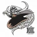 Whitebeard logo with his devil fruit air cracks behind it tattoo design idea