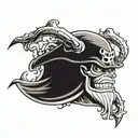 Whitebeard logo with his devil fruit air cracks behind it tattoo design idea