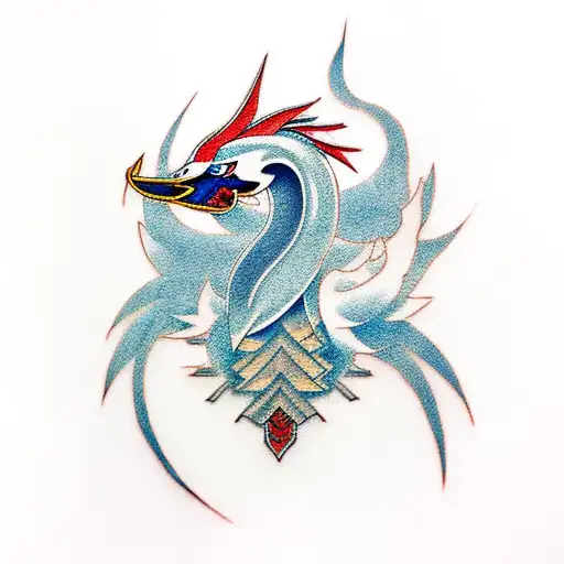 lugia and ho-oh from pokemon battling tattoo design idea