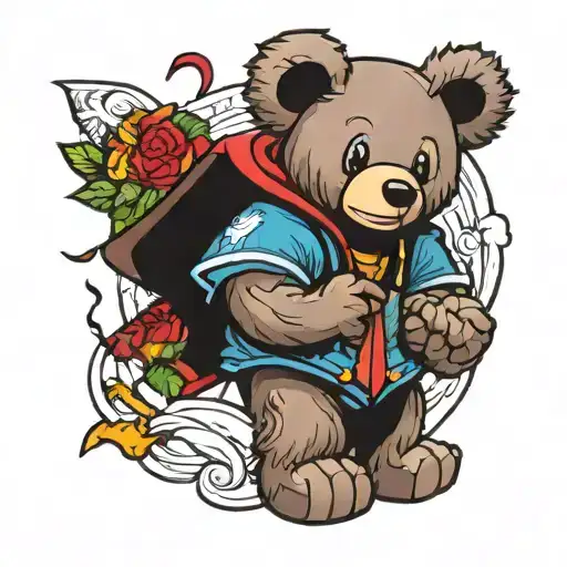 bear graduation album cover art kaws inspired tattoo incorporating elements tattoo design idea