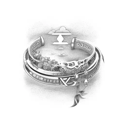 text "Momonto Mori" in the form of a bracelet tattoo design idea