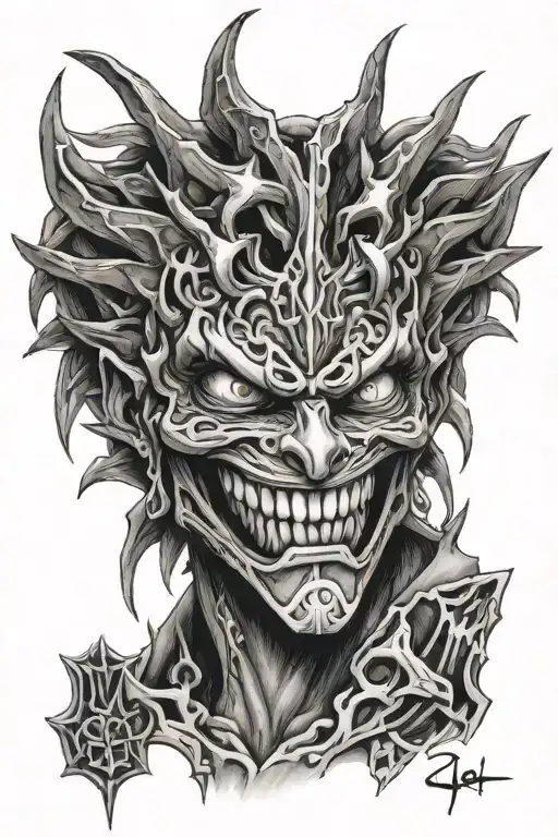 relinquished from Yu-Gi-Oh with smile realistic drawing tattoo design idea