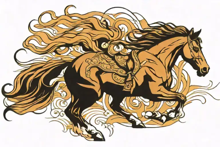 running mustang horse tattoo design idea