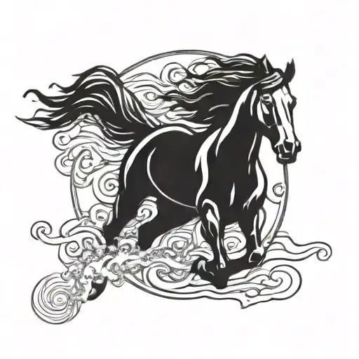 mustang logo  horse running tattoo design idea