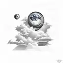 thug on the moon with clouds background  tattoo design idea