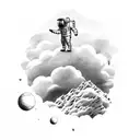 thug on the moon with clouds background  tattoo design idea