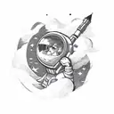 thug on the moon with clouds background  tattoo design idea