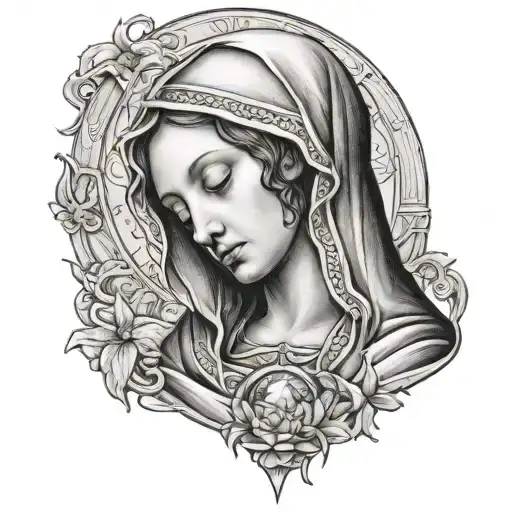 our lady of sorrows crying  tattoo design idea