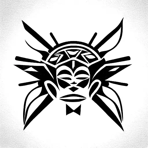 Aztec eagle head with Filipino sun as body tattoo design idea