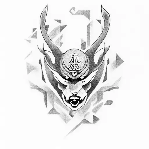 Combine elements of a volleyball, a steenbok, and Japanese kanji characters to create a unique black-grey tattoo inspired by Norse mythology tattoo design idea