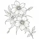birth flower bouquet fine line March, June, November, December  tattoo design idea