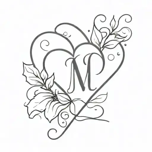 heart and initials tattoo design idea