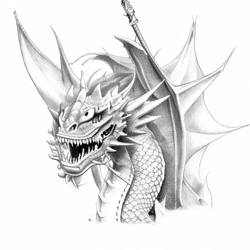 Neptune rides a dragon tattoo design idea