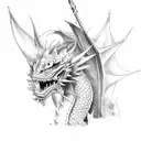 Neptune rides a dragon tattoo design idea