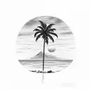 sunset with a palm tree tattoo design idea