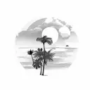 sunset with a palm tree tattoo design idea