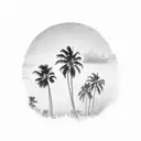 sunset with a palm tree tattoo design idea