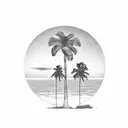 sunset with a palm tree tattoo design idea
