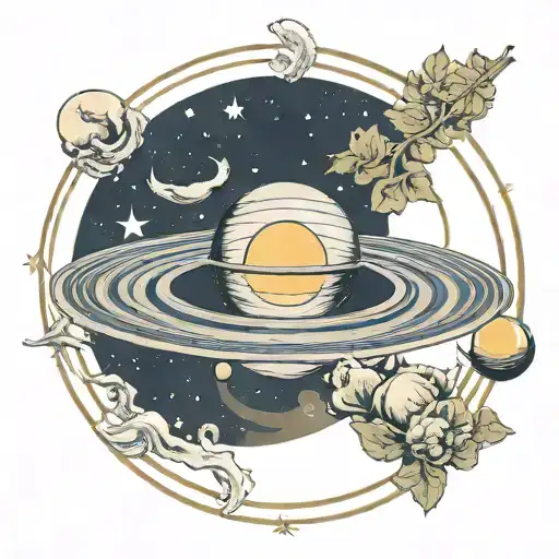 saturn planets of lessons and hardships as anime  astrology adhd late starter tattoo design idea