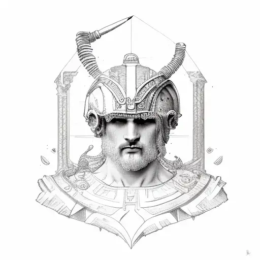 ancient roman sleeve tattoo design idea