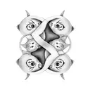 2 cats snuggling in yin yang position tattoo design idea