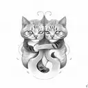 2 cats snuggling in yin yang position tattoo design idea