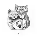 2 cats snuggling in yin yang position tattoo design idea