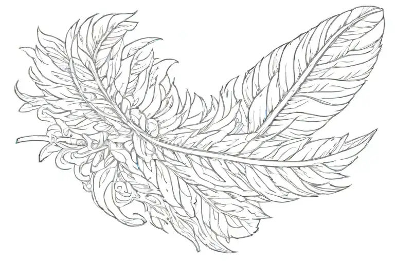 Hawk feather lying tattoo design idea