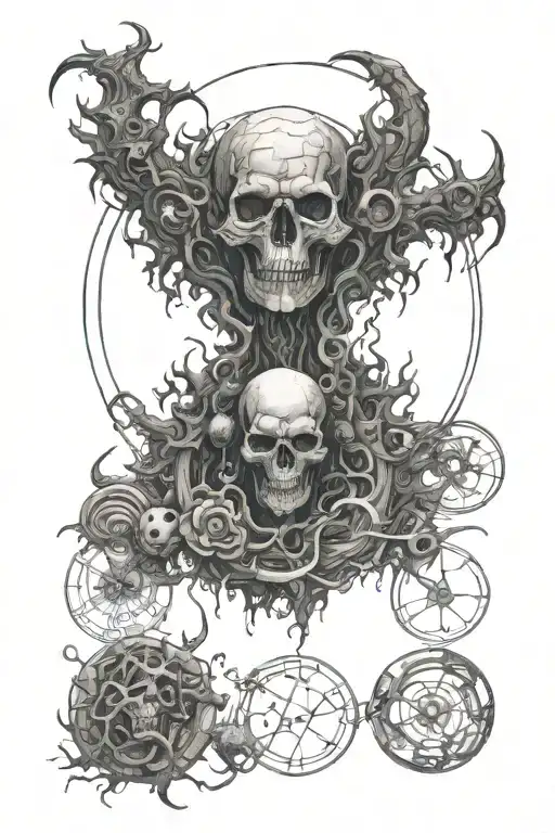 drawing of 9 circles of Hell in linework style and micro realism, with detailed elaboration, with hints of Gothic. tattoo design idea