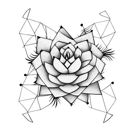 Cactus with a flower, End of Dawn, hope tattoo design idea