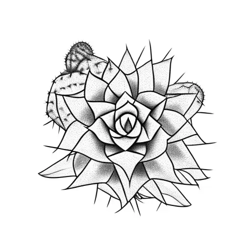 Cactus with a flower, End of Dawn, hope tattoo design idea