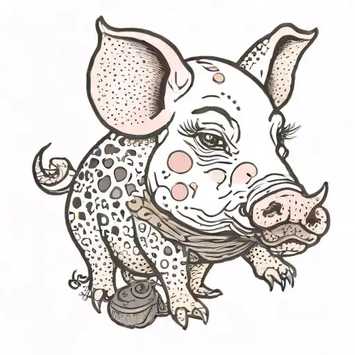 freckles on a pig eating chocolate   tattoo design idea