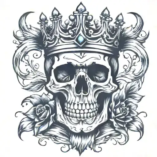 skull, 2 crowns, 1 diamond  tattoo design idea
