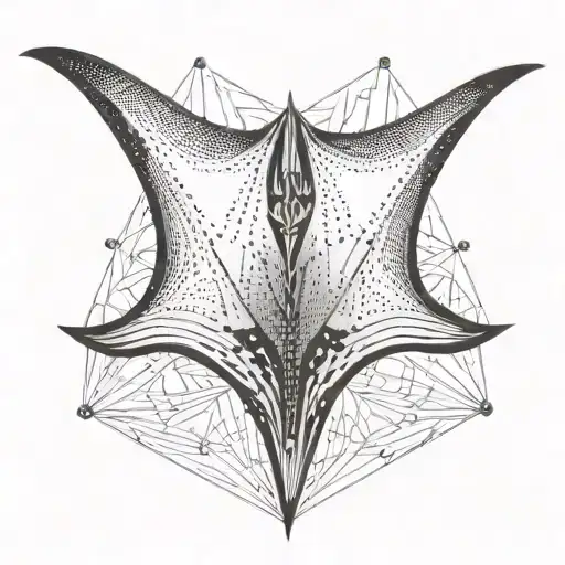 A minimalist tattoo of a manta ray with geometric triangle accents tattoo design idea