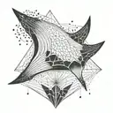 A minimalist tattoo of a manta ray with geometric triangle accents tattoo design idea