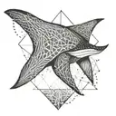 A minimalist tattoo of a manta ray with geometric triangle accents tattoo design idea