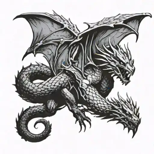 smaug wrapped around it long tattoo design idea