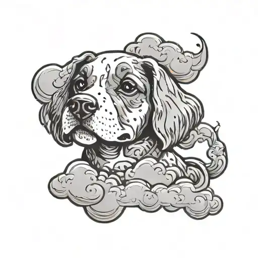dog rain cloud tattoo design idea