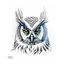 owl, mage, wizard, wizard staff  tattoo design idea