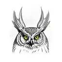 owl, mage, wizard, wizard staff  tattoo design idea