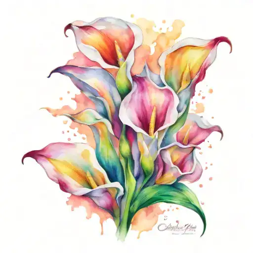 5 calla lily flowers tattoo design idea