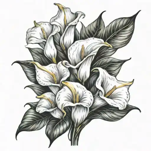 5 calla lily flowers tattoo design idea