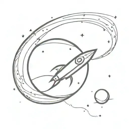 moon, with rocket and a infinity symbol around the moon tattoo design idea