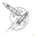 Moon with a space shuttle flying towards tattoo design idea