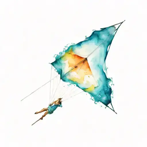 waves, kitesurfing kite flying tattoo design idea