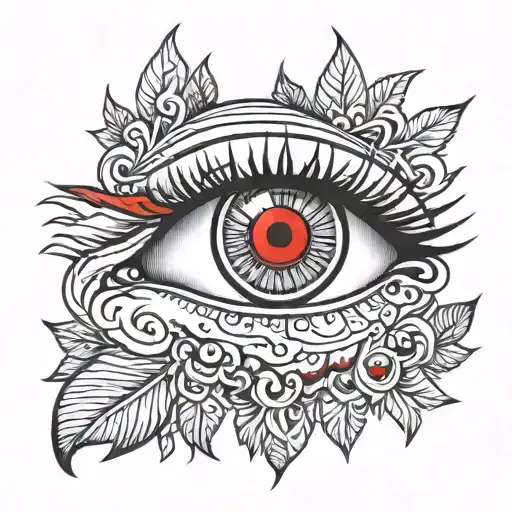 eye open filled in black red pupil tattoo design idea