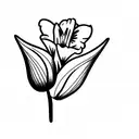 three flower bouquet of daffodil, gysophlia and a tulip tattoo design idea